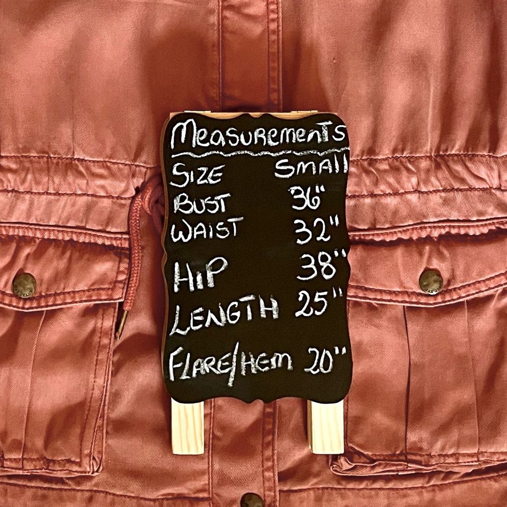 Max Jeans Military Utility Vest Drawstring 4 Front Pockets Dusty Rose Size Small - Picture 11 of 16